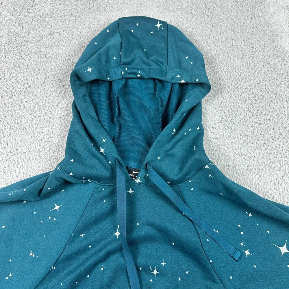 Nike Dri-Fit‎ Get Fit Star Print Hoodie Womens Medium Teal Sweatshirt CJ0008-347